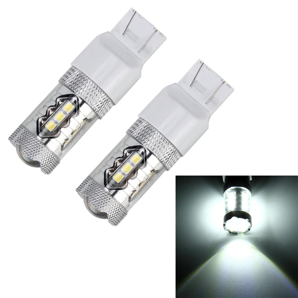 2 Adet T20 7443 5W 250LM 6000K Beyaz LED Araç Fren Lambası 16 LED SMD-2835 DC 12V