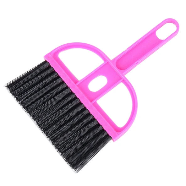 Mini Masaüstü Araba Klavye Temizleme Fırçası Küçük Süpürge ve Kürek Seti Magenta - 4