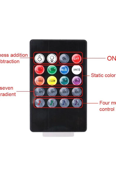 CİYU TİCARET Araç içi ayak altı led döşeme şeridi 12 led'li sese duyarlı kumandalı led şerit - Resim 4