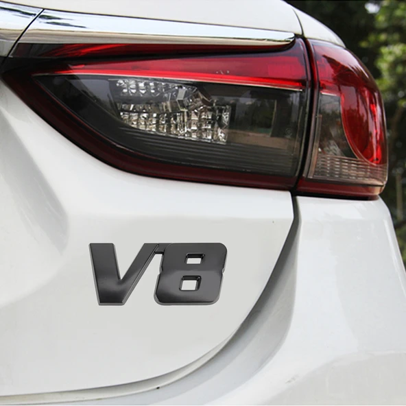 V8 Connect Şekilli Araba Metal Gövde Dekoratif Sticker Siyah L Boy - 5