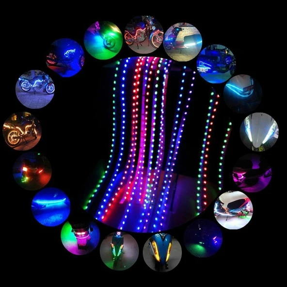 5 Parça 45 LED 3528 SMD Su Geçirmez Esnek Araba Şerit Işığı Yeşil 12V 90cm - 8