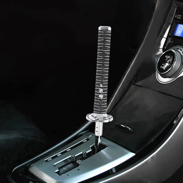 Evrensel Samurai Şekilli Vites Topuzu Manuel ve Otomatik 31.5 cm Gümüş