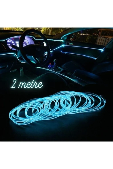 LUXE Araç Araba Içi Torpido Şerit Ledi Renkli Ip Neon Ip Led 2 Metre Buz Mavi - 1