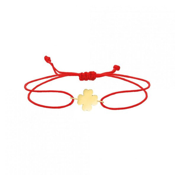 14 Ayar Altın Şans Yonca İpli Bileklik ürün görseli