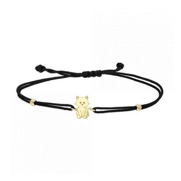 14 Ayar Altın Minimal Kedi İpli Bileklik