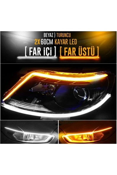 kepmorpho Tiger Marketing Fiat Egea Far Üstü Gündüz Ledi, Far Içi Kayar Led 60 Cm Selamlamalı