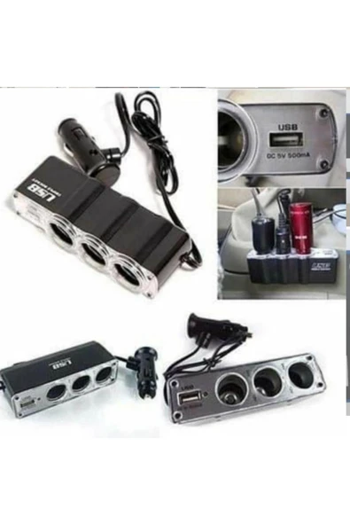Moss Tiger Marketing 3 Port 1 Usb Oto Araç Çakmaklık Çoğaltıcı Soket Çoklayıcı 12v ürün görseli