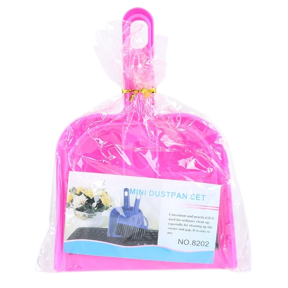 Mini Masaüstü Araba Klavye Temizleme Fırçası Küçük Süpürge ve Kürek Seti Magenta - 6