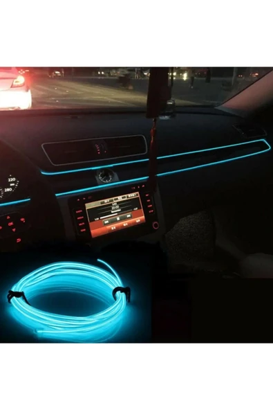 LUXE Araç Araba Içi Torpido Şerit Ledi Renkli Ip Neon Ip Led 2 Metre Buz Mavi - 3