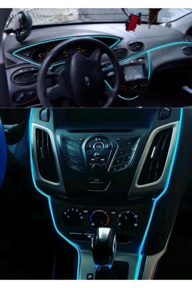 LUXE Araç Araba Içi Torpido Şerit Ledi Renkli Ip Neon Ip Led 2 Metre Buz Mavi - 2