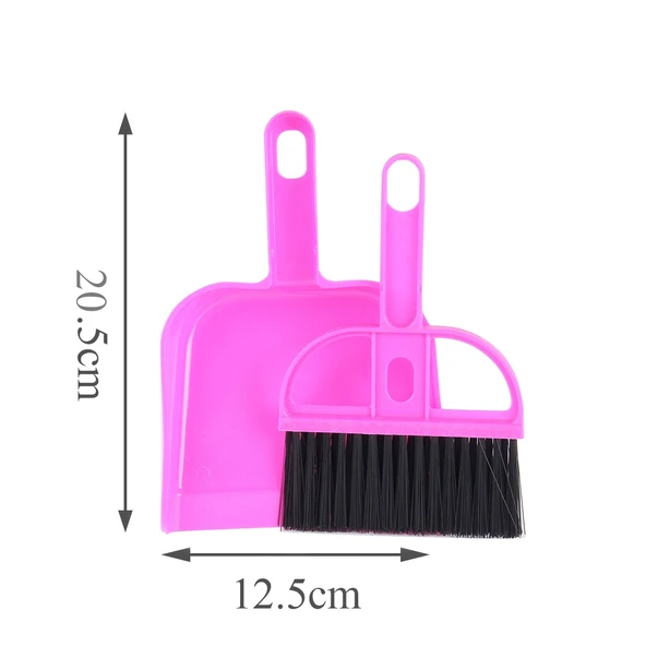 Mini Masaüstü Araba Klavye Temizleme Fırçası Küçük Süpürge ve Kürek Seti Magenta - 5