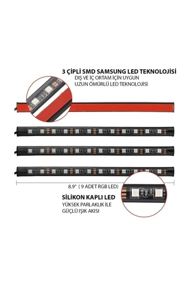 İNDİRİM PRO Ayak Altı Led Sese Ve Müziğe Duyarlı Led Rgb Kumandalı - Resim 4