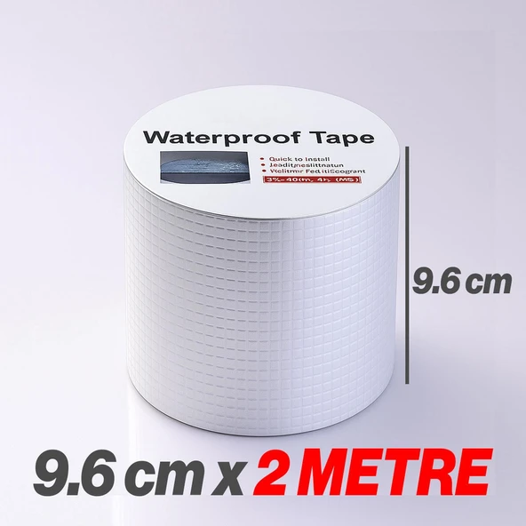 2 METRE Çatı İzolasyon Bandı Su Sızdırmazlık Geçirmezlik Yalıtım Çamur Tamir Çatlak Boru Bant 96 mm - 2