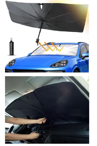 BAHAR BUTİK Katlanabilir Araç Ön Camı Güneş Koruyucu Gölge Şemsiye Araba Şemsiyesi (130x75 Cm) - Resim 5