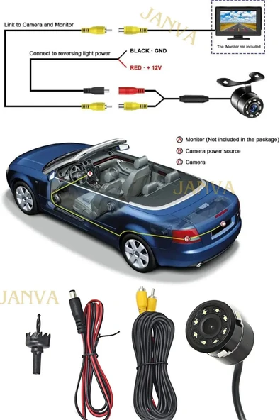 Extra Marketing Araç GeriGörüş Kamera GeceGörüşlü+hd Mesafe Çizgi Su Geçirmez BAğlantı Kablosu Dahil - 3