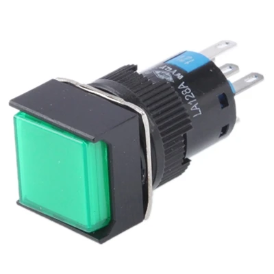 Araba DIY Kare Butonlu Basmalı Anahtar LED Göstergeli DC 24V Yeşil - 3