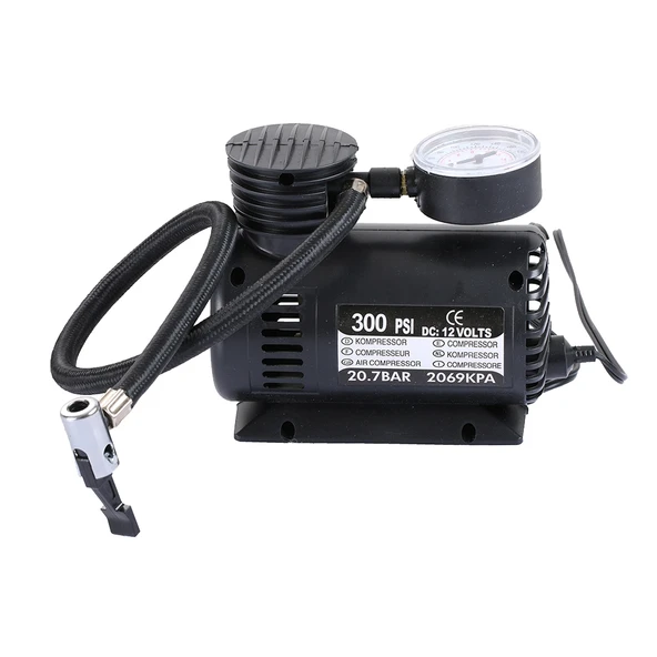 Taşınabilir Mini Elektrikli Araç Hava Kompresörü 12V 300 PSI 3 Havalı Nozullu