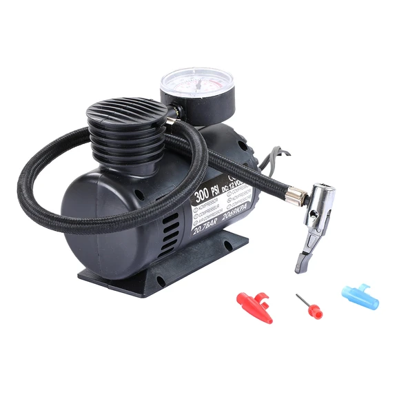 Taşınabilir Mini Elektrikli Araç Hava Kompresörü 12V 300 PSI 3 Havalı Nozullu - 4