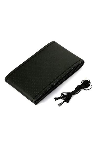 OEM Deri Oto Direksiyon Kılıfı Dikişli Siyah - Resim 2