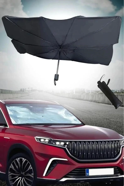 Extra Marketing Araba Ön Cam Katlanabilir Güneşlik Şemsiye Ön Cam Gölgelik Büyük Boy 75 Cm X 135 Cm Uyumlu - Resim 3