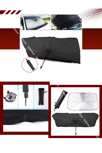 Velonova Tüm Araçlar İçin Araba Ön Cam Güneşlik Katlanabilir Güneşlik Şemsiye Ön Cam Gölgelik Esnek ürün görseli
