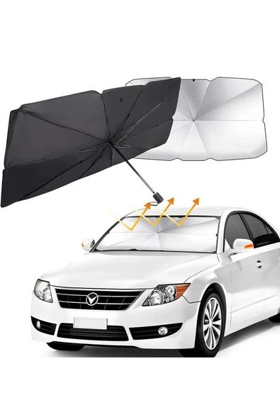 SYG Tüm Araçlar Için Araba Ön Cam Güneşlik Katlanabilir Güneşlik Şemsiye Ön Cam Gölgelik 140cm x 77cm ürün görseli