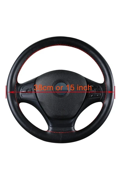 AYAZGRUP Direksiyon Kılıfı Dikmeli Ekstra Yumuşak Doku Soft %100 Ithal Deri Kırmızı-dikişli - Resim 3