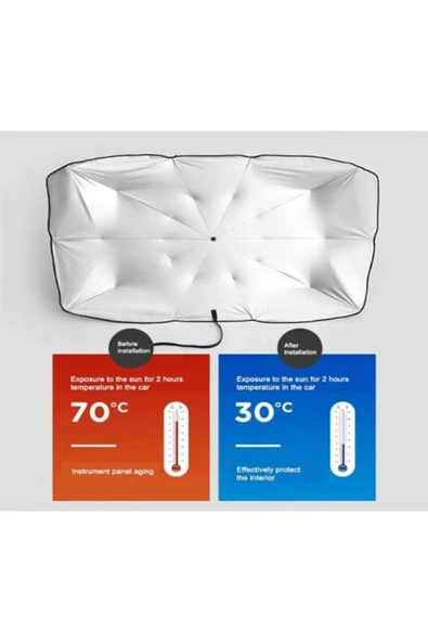 Emal Home Tüm Araçlara Uygun Oto Güneşlik Oto Ön Cam Güneşliği Şemsiye Oto Güneşlik Gölgelik Uyumlu - Resim 3