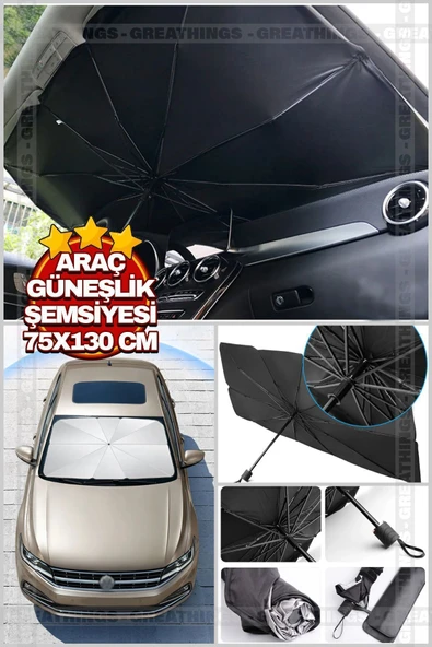 Greathings Tüm Araçlar İçin Araba Ön Cam Güneşlik Katlanabilir Güneşlik Şemsiye Ön Cam Gölgelik ürün görseli
