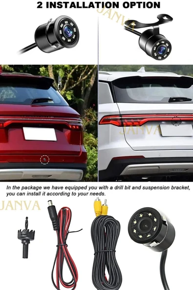 Extra Marketing Araç GeriGörüş Kamera GeceGörüşlü+hd Mesafe Çizgi Su Geçirmez BAğlantı Kablosu Dahil - 2