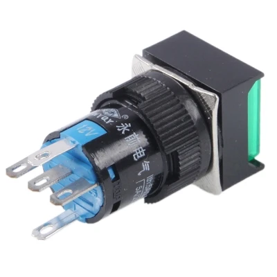 Araba DIY Kare Butonlu Basmalı Anahtar LED Göstergeli DC 24V Yeşil - 4