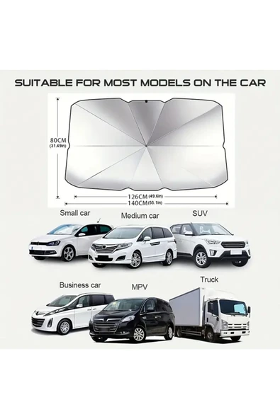 accestr Tüm Araçlar İçin Uygun Araba Ön Cam Güneşlik Katlanabilir Güneşlik Şemsiye Ön Cam Gölgelik Esnek - Resim 3