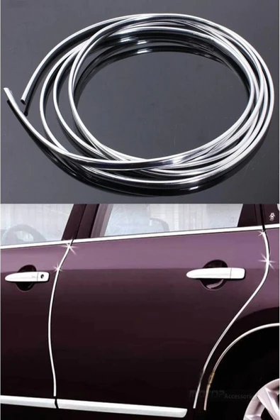 3D Araç Içi Dışı Geçmeli Koruyucu U Tipi Krom Çıta Kapı Koruyucu 5 Metre ürün görseli