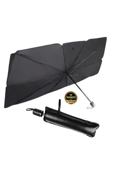 TRAKMATS Chery Niche Universal Araç İçi Ön Cam Katlanabilir Şemsiye Güneşlik Siyah - 1