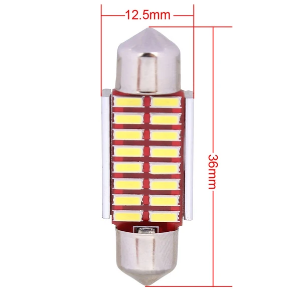 2 Adet 36mm 2W 160LM Beyaz Işık 16 LED SMD 4014 Hatasız Plaka Lambası - 4