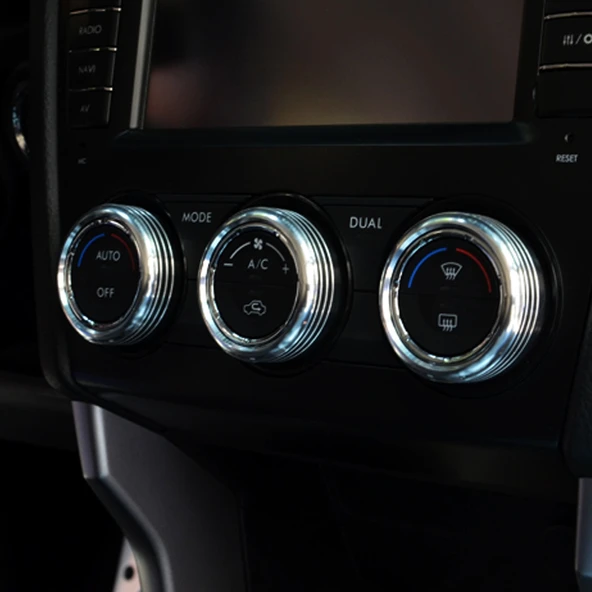 Subaru Uyumlu 3 Parça Alüminyum Klima Düğmesi Kapağı Gri
