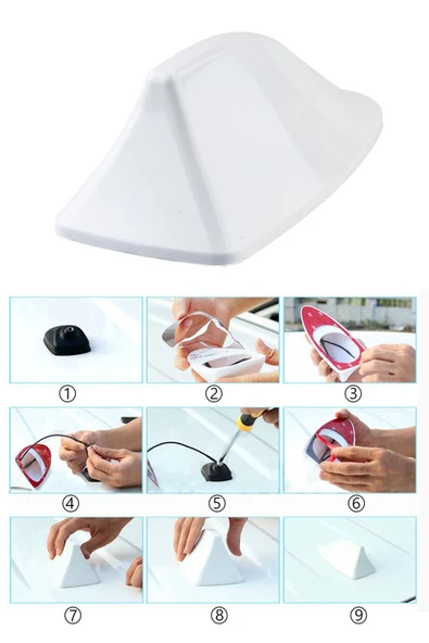 GÜRHAN SHOP Rover Mini Uyumlu Oto Balık Sırtı Anten Elektrikli Köpekbalığı Balina Tavan Anteni Beyaz - 5