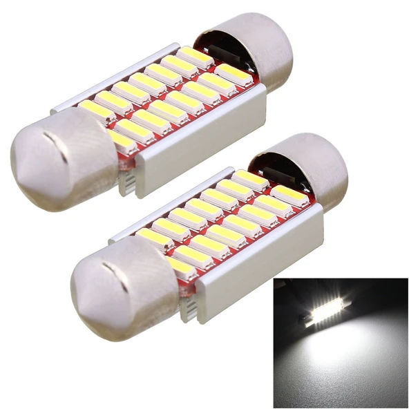 2 Adet 36mm 2W 160LM Beyaz Işık 16 LED SMD 4014 Hatasız Plaka Lambası