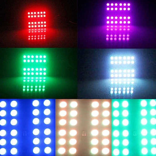 2 Adet Renkli 36MM Çift Uçlu Uzaktan Kumandalı Araba Kubbe Lambası 6 LED Işıklı Okuma Lambası - 6