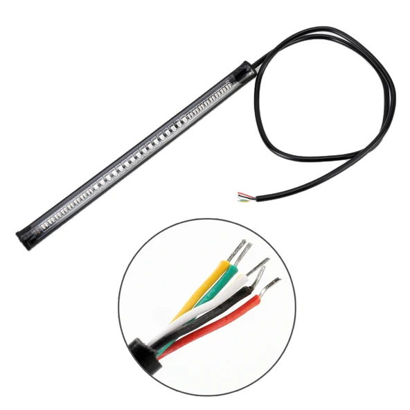 5W 12V 300LM Kırmızı Sarı Işık 32 LED Motosiklet Fren Lambası 50cm Kablo - 6