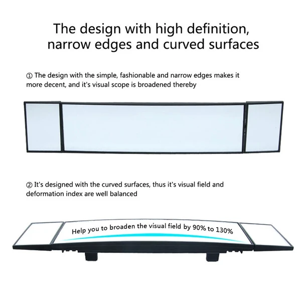 SHUNWEI Büyük Üç Katlı Kavisli Yüzeyli Araba Yan Aynası SD-2411 Model Ayarlanabilir Geniş Açı Kör Nokta Yardımcı Geniş Açı Lens - 6