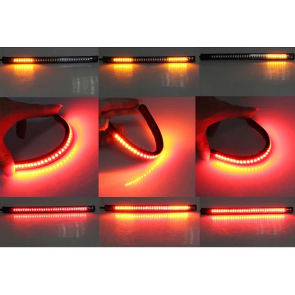 5W 12V 300LM Kırmızı Sarı Işık 32 LED Motosiklet Fren Lambası 50cm Kablo - 7
