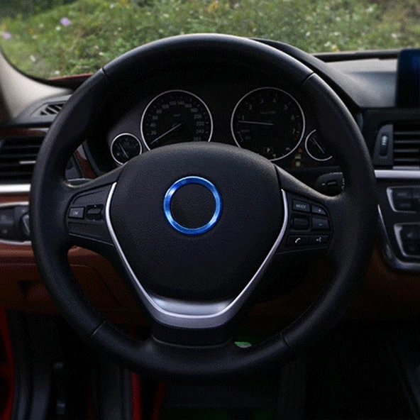 BMW İçin Mavi Alüminyum Direksiyon Süsü Halkası - 5