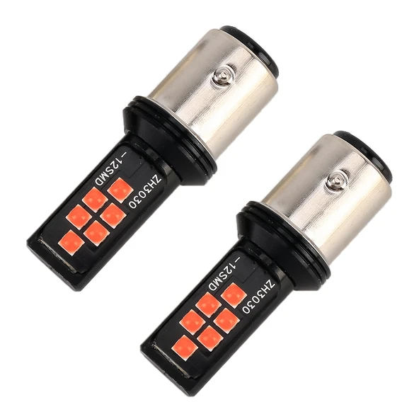 2 Adet 1157 DC9-16V 3.5W Araç Fren Lambası 12 LED SMD-ZH3030 Sabit Akım Kırmızı Işık - 2