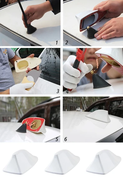 Extra Marketing Audi A5 Uyumlu Oto Balık Sırtı Anten Elektrikli Köpekbalığı Balina Tavan Anteni Beyaz - 5