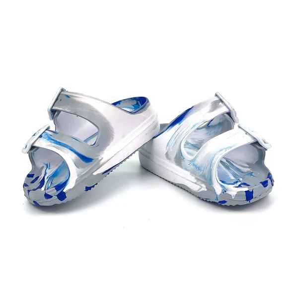 Erkek Çocuk Gri Beyaz Tokalı Figürlü Ortopedik Rahat Günlük Plaj Terlik - 4