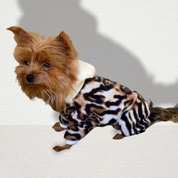 Leo Chique Polar Kapşonlu Köpek Tulumu Kıyafeti - 7