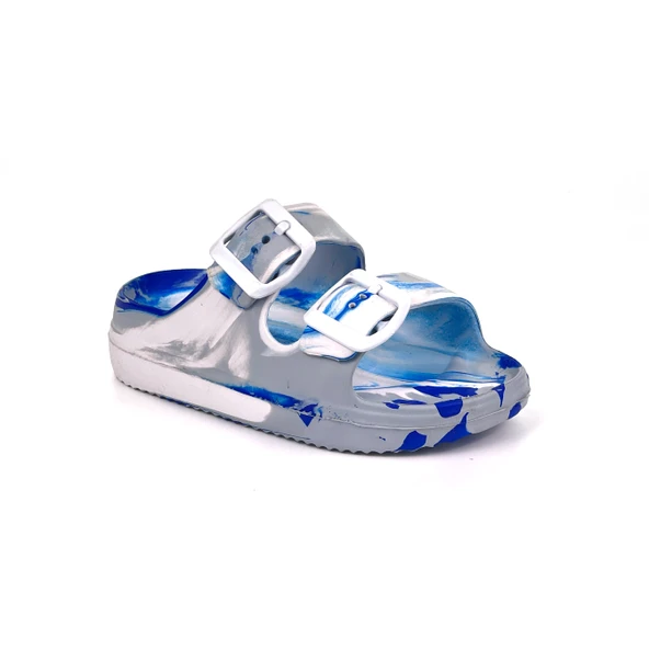 Erkek Çocuk Gri Beyaz Tokalı Figürlü Ortopedik Rahat Günlük Plaj Terlik - 8