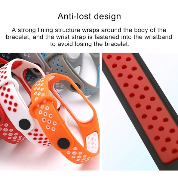 Xiaomi Mi Band 3 ve 4 Uyumlu Siyah Gri Silikon Bileklik - 5