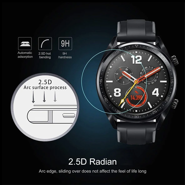 46mm Evrensel Temperli Cam Ekran Koruyucu Galaxy LG Sony Huawei Garmin Uyumlu - 4